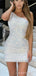 Simple One Shoulder Sequins Short Homecoming Dresses, HM1035