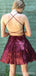 Burgundy Sequins Spaghetti Straps Short Backless Homecoming Dresses, HM1045