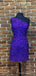 Simple One Shoulder Royal Blue Sequins Short Homecoming Dresses, HM1046