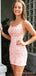 Spaghetti Straps Appliques Backless Short Homecoming Dresses, HM1048