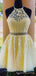 Lavender Tulle Appliques Beaded Short Halter Homecoming Dresses, HM1062