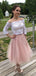 Two Pieces Off Shoulder Half Sleeves Short A-line Homecoming Dresses, HM1063