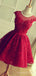 A-line Red Tulle Lace Appliques Short Homecoming Dresses, HM1076