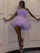 Sexy A-line Strapless Tulle Short Homecoming Dresses, HM1083