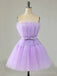 Simple A-line Tulle Strapless Short Homecoming Dresses, HM1103