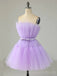 Simple A-line Tulle Strapless Short Homecoming Dresses, HM1103