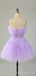 Simple A-line Tulle Strapless Short Homecoming Dresses, HM1103