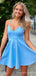 Spaghetti Straps A-line V-neck Short Homecoming Dresses, HM1106