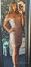 Off Shoulder Gold Sequins Short Homecoming Dresses, HM1112