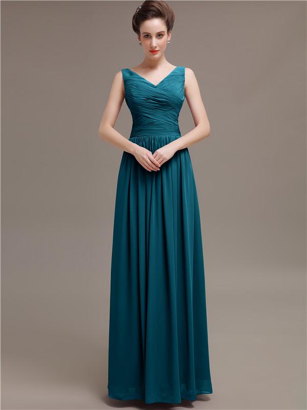 V-Neck Pleats Chiffon Bridesmaid Dresses