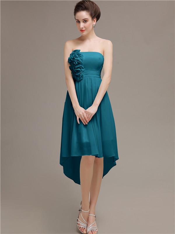 Strapless High Low Chiffon Bridesmaid Dresses