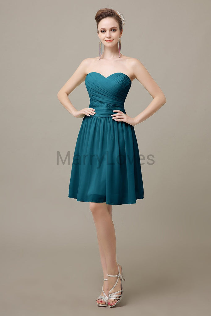 Sweetheart Short Chiffon Bridesmaid Dresses