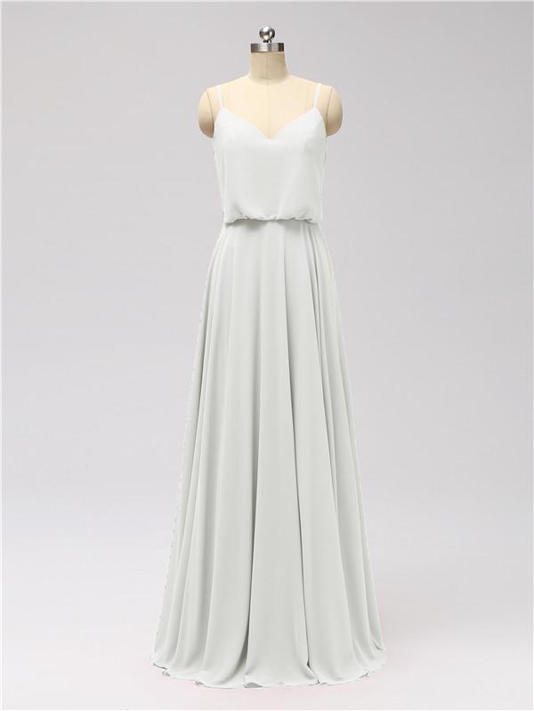 Spaghetti Strap Chiffon Floor Length Bridesmaid Dresses