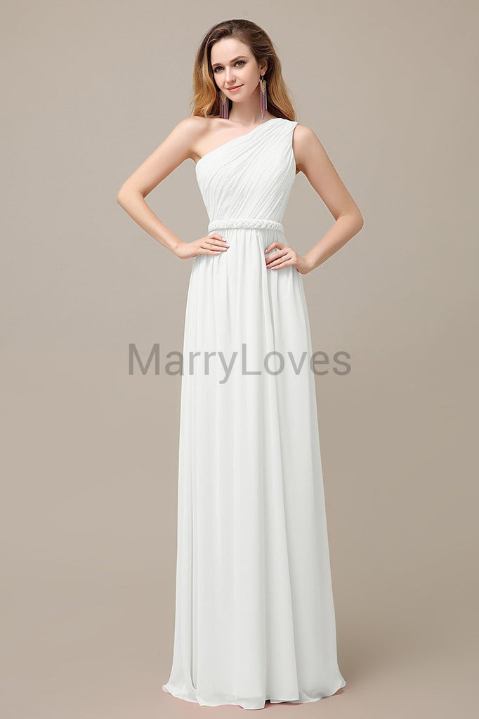 One Shoulder Chiffon Floor Length Bridesmaid Dresses