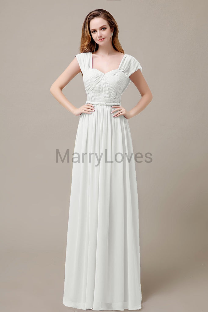 Floor Length Chiffon Bridesmaid Dresses with Pleated