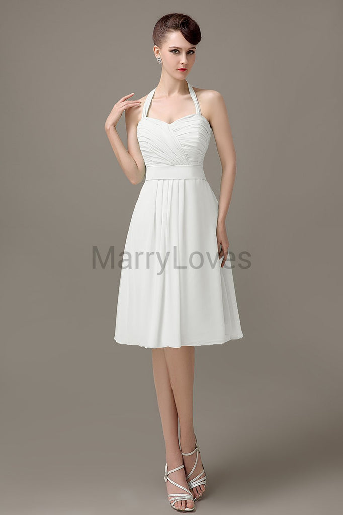 Halter Chiffon Short Bridesmaid Dresses