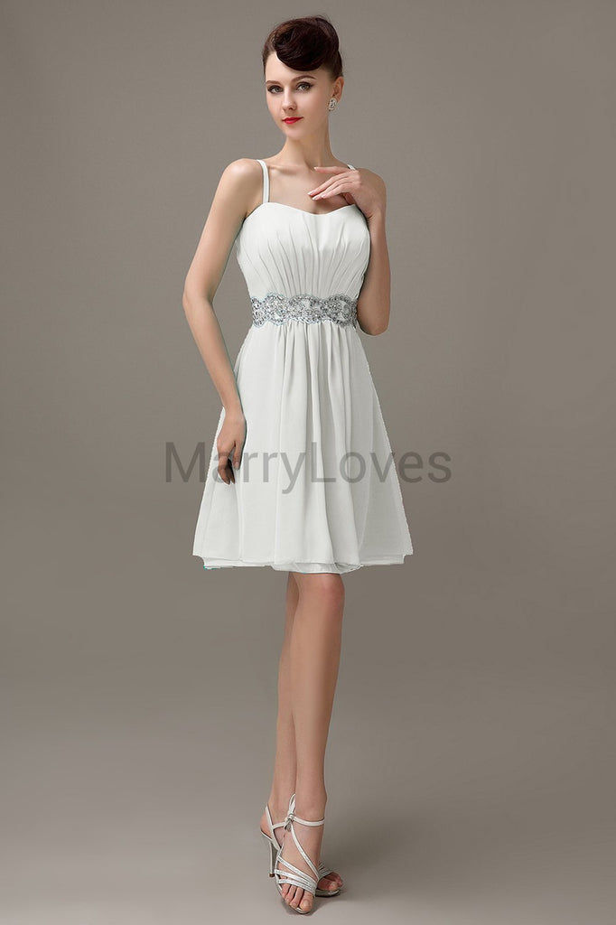 Spaghetti Strap Chiffon Short Bridesmaid Dresses