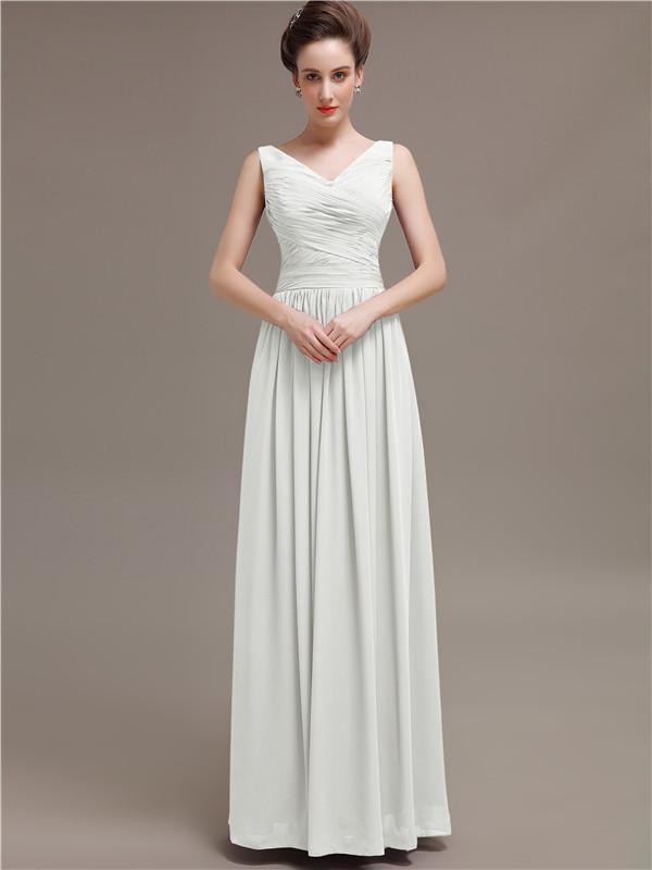 V-Neck Pleats Chiffon Bridesmaid Dresses