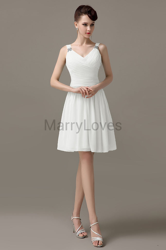 V-neck Chiffon Short Bridesmaid dresses