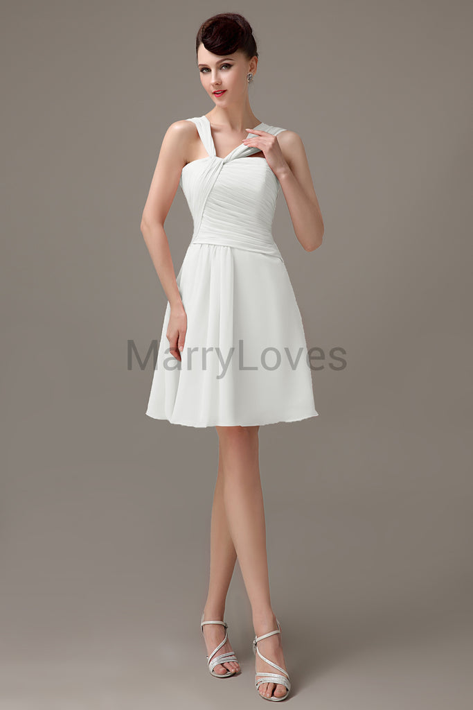 Cross Neck Chiffon Bridesmaid Dresses