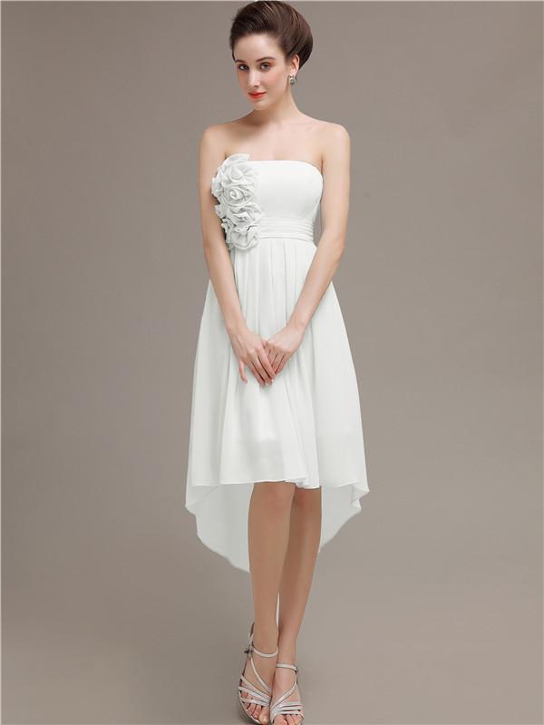 Strapless High Low Chiffon Bridesmaid Dresses