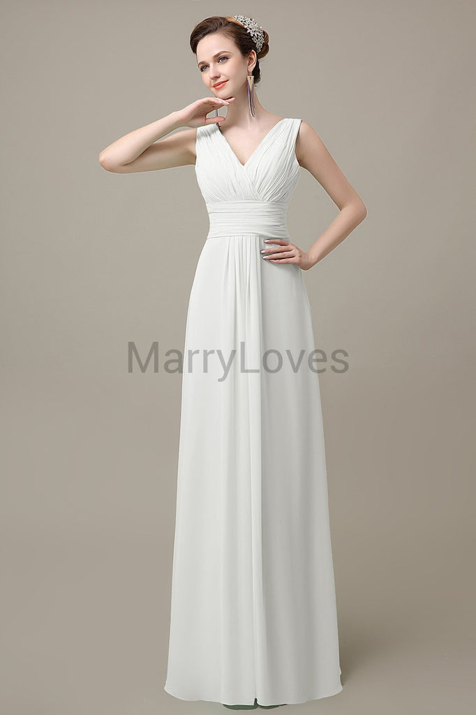 V-Neck Sleeveless Chiffon Bridesmaid Dresses