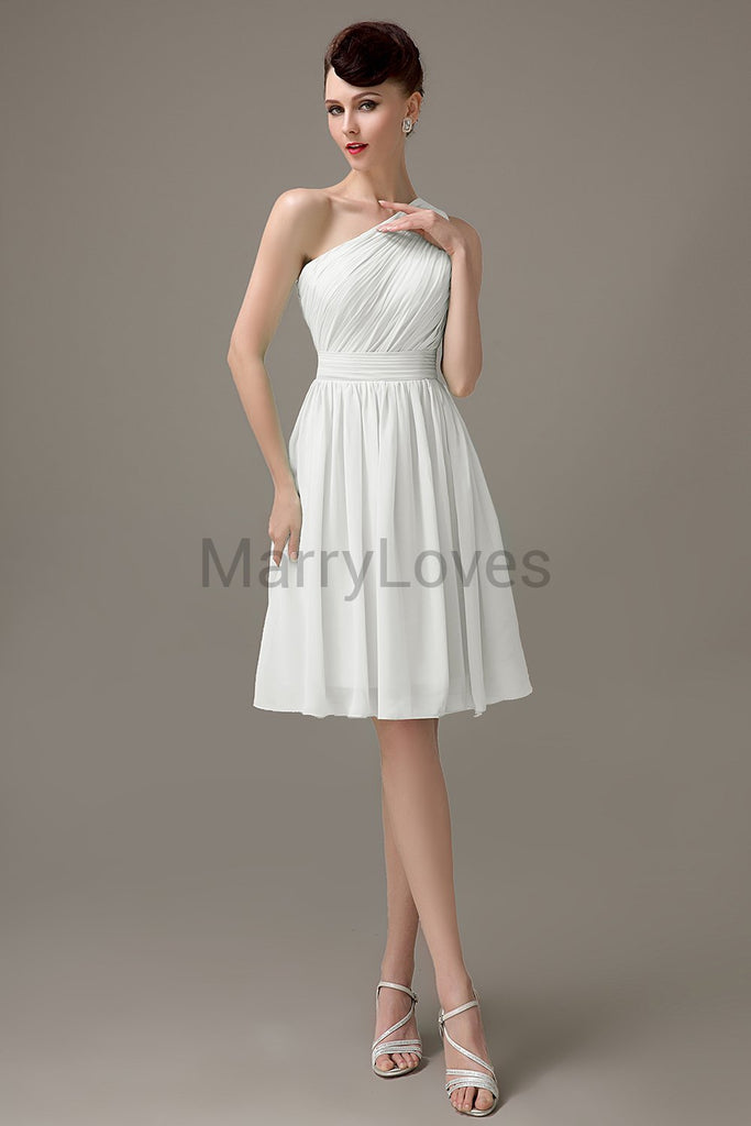 One Shoulder Pleats Bridesmaid Dresses