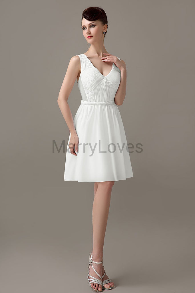 V-neck Chiffon Short Bridesmaid Dresses