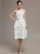Unique Strapless Tea-Length Bridesmaid Dresses