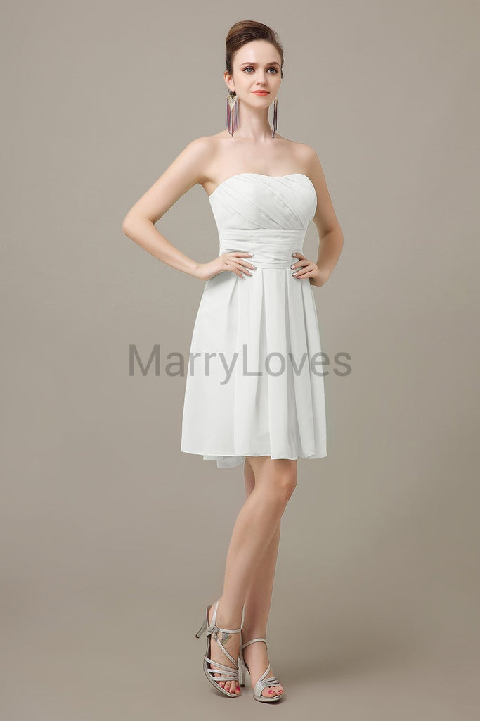 Strapless Pleats Sweetheart Bridesmaid Dresses