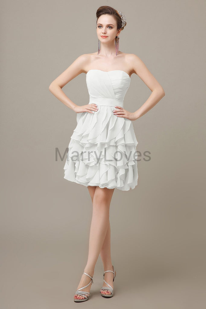 Sweetheart Ruffles Short Bridesmaid Dresses