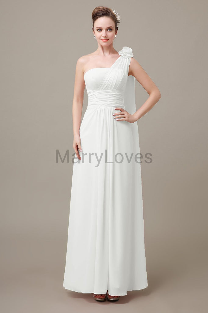 One Shoulder Long Chiffon Bridesmaid Dresses