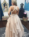 Two Pieces Floor-length Round Neck Open Back Beading Prom Dresses, PD0155