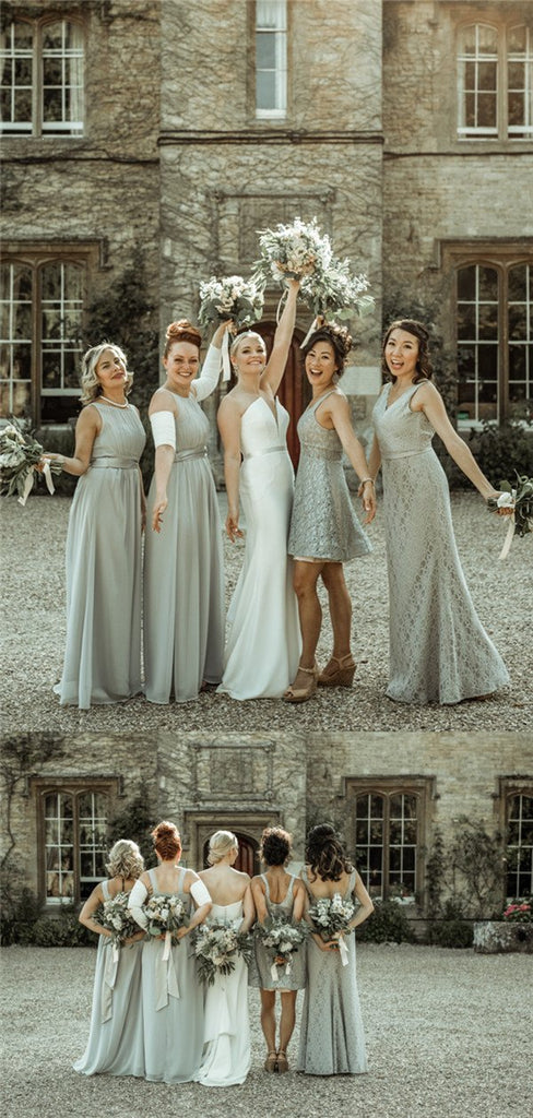 A-line Floo-length Sleeveless Chiffon/Lace Long Bridesmaid Dresses, BD0607