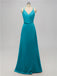 V Neck Satin Floor Length Bridesmaid Dresses