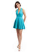 Halter V-neck Short Satin Bridesmaid Dresses