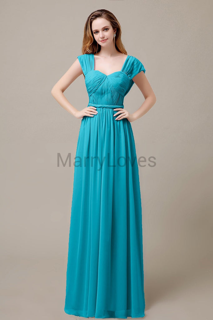 Floor Length Chiffon Bridesmaid Dresses with Pleated