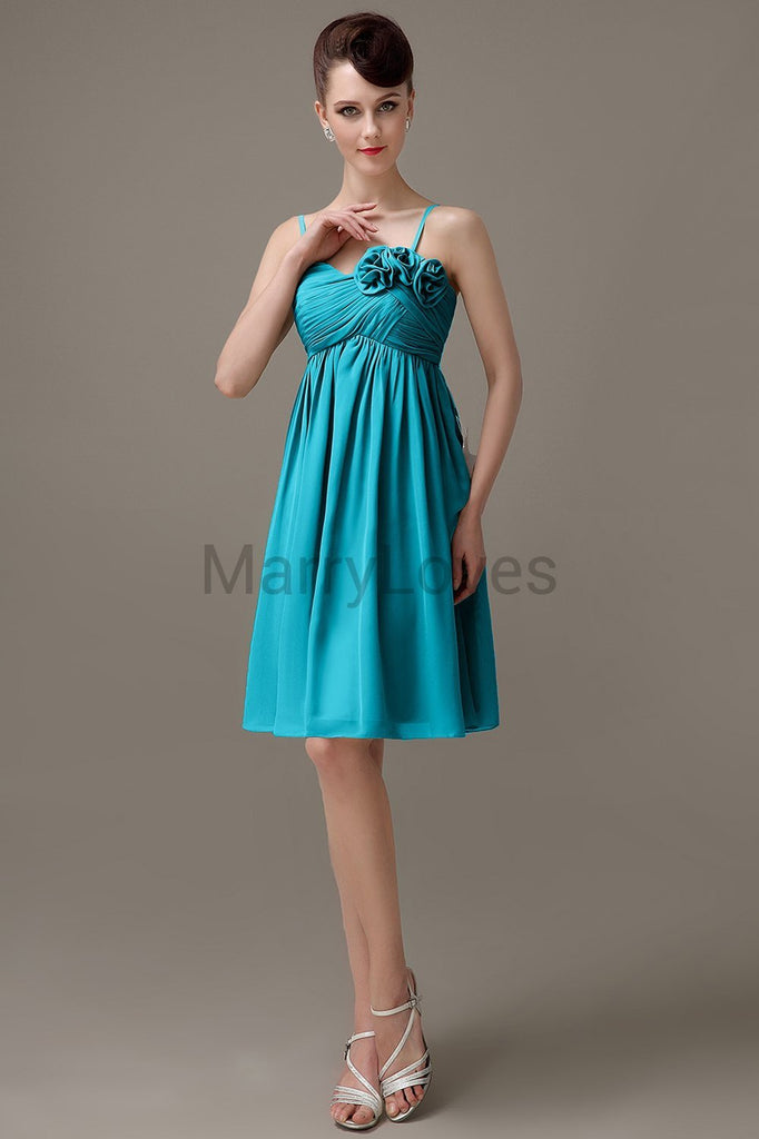 Spaghetti Strap Chiffon Short Bridesmaid Dresses