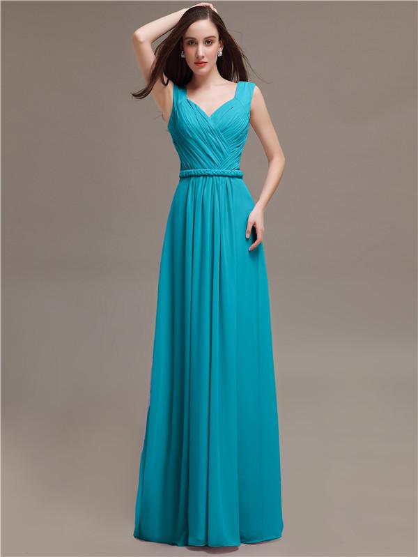 Straps Pleats Chiffon Bridesmaid Dresses