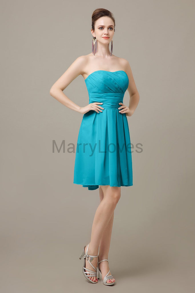 Strapless Pleats Sweetheart Bridesmaid Dresses