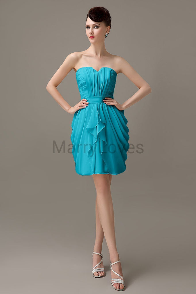 Sweetheart Chiffon Short Bridesmaid Dresses