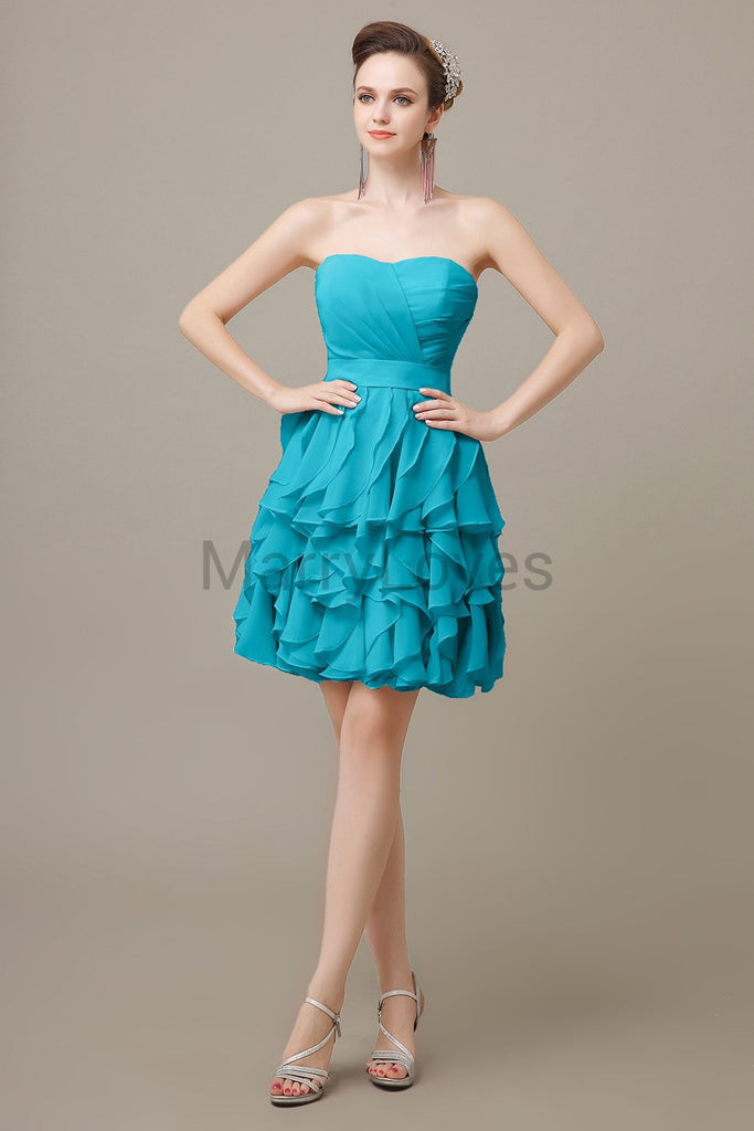 Sweetheart Ruffles Short Bridesmaid Dresses