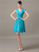 V-Neck Cap Sleeves Chiffon Bridesmaid Dresses