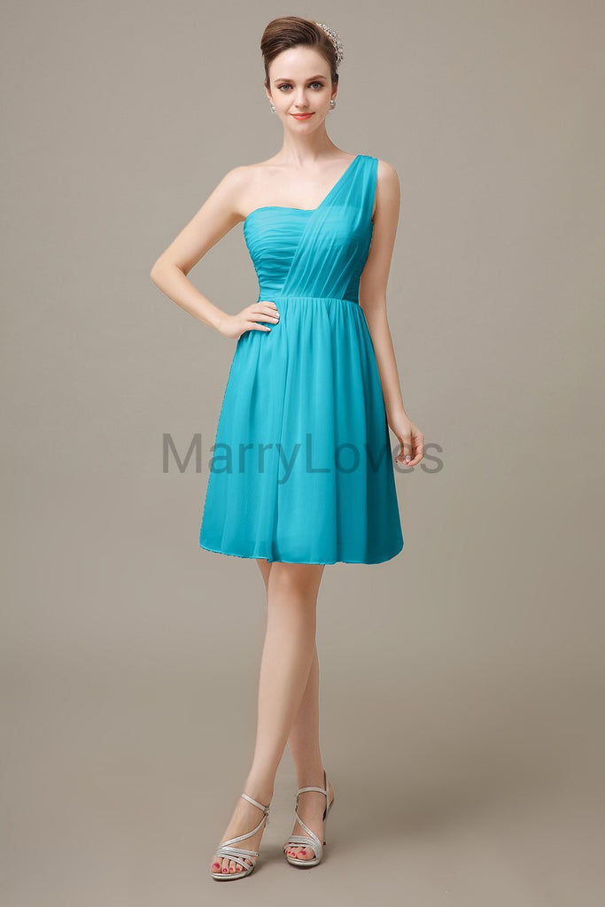 One shoulder Pleats Chiffon Bridesmaid Dresses