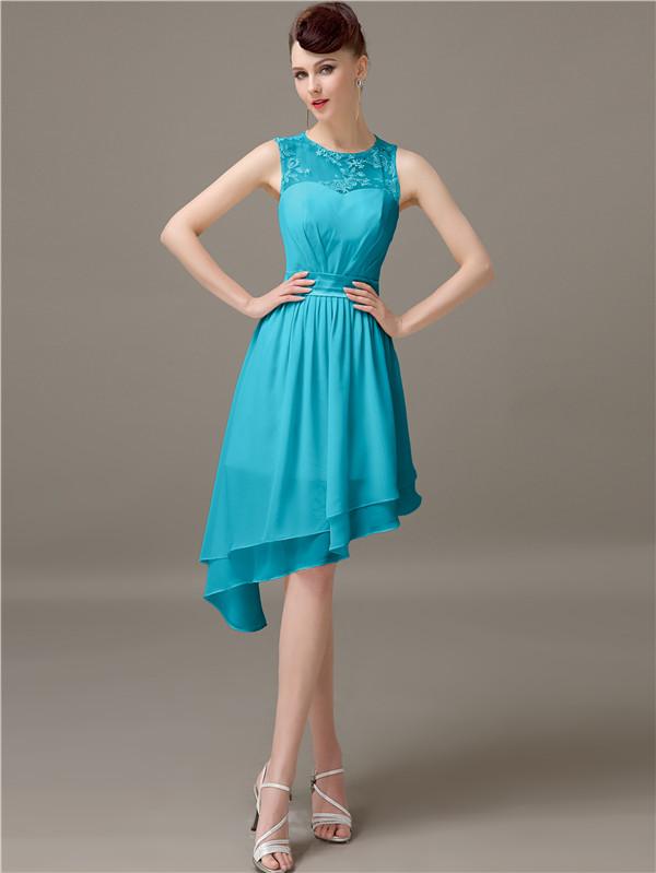 Illusion Short A-Line Bridesmaid Dresses