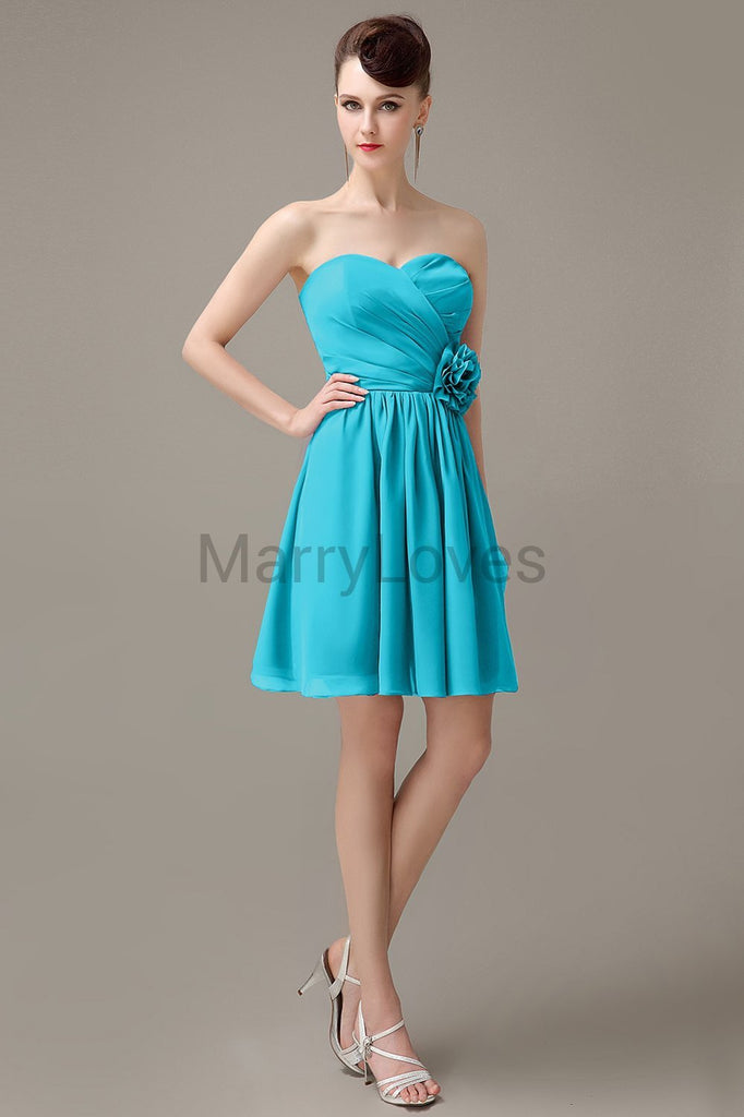 Sweetheart Chiffon Short Bridesmaid Dresses