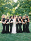 Mermaid Sleeveless Backless Simple Black Bridesmaid Dresses, BD0589