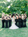 Mermaid Sleeveless Backless Simple Black Bridesmaid Dresses, BD0589