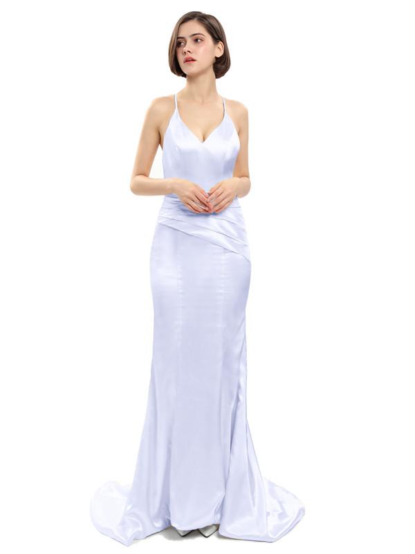 Spaghetti Straps V-neck Backless Bridesmaid Dresses