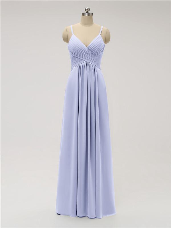 Spaghetti Strap Chiffon Floor Length Bridesmaid Dresses